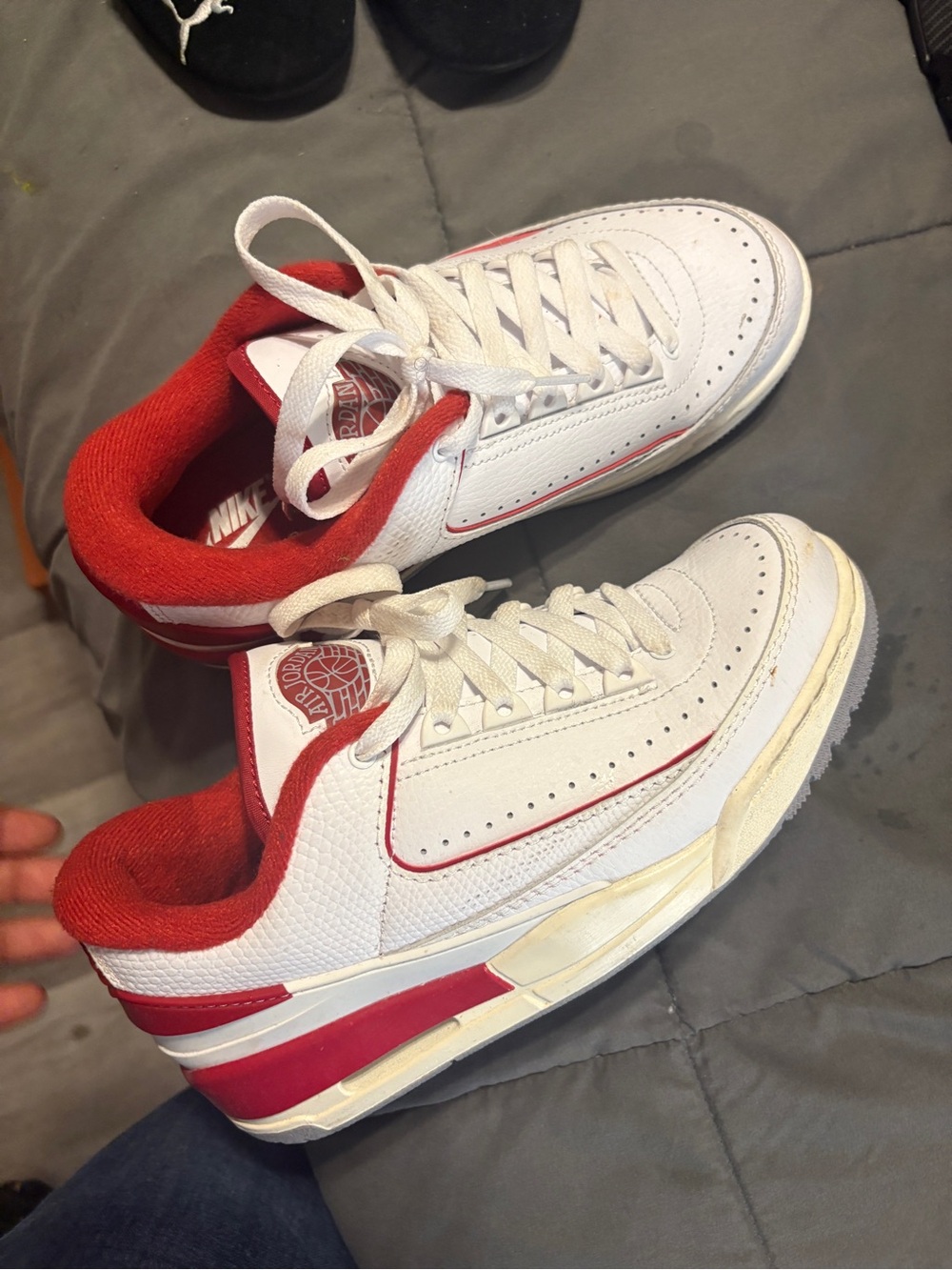 Nike Air Jordan 2s White & Red Low Top Sneakers